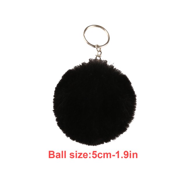 Fuzzy Ball Keychain Supple Comfortable Lovely Key Rings Adorable Practical Key Chains Women for Children Adults Elderly Students Black 5cm