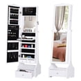 thumbnail image 1 of CoSoTower Standing Jewelry Cabinet Organizer Jewelry Armoire with LED Lights, Full Length Mirror, Adjustable Angle, White, 1 of 7