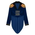 thumbnail image 5 of TiaoBug Womens Long Sleeve Velvet Tailcoat Blazer Circus Show Tassel Jacket Carnival Halloween Cosplay Costume Navy Blue L, 5 of 7