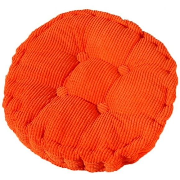 Cojín para silla, acolchado grueso, redondo, para comedor interior y exterior, cojín redondo, color naranja