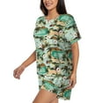 thumbnail image 2 of Wukai Colorful Hawaii Palms Women's Pajama Set,Short-Sleeve Top and Shorts with Elastic Waistband and Pockets for Loungewear, Yoga, and Casual Wear-4X-Large, 2 of 8