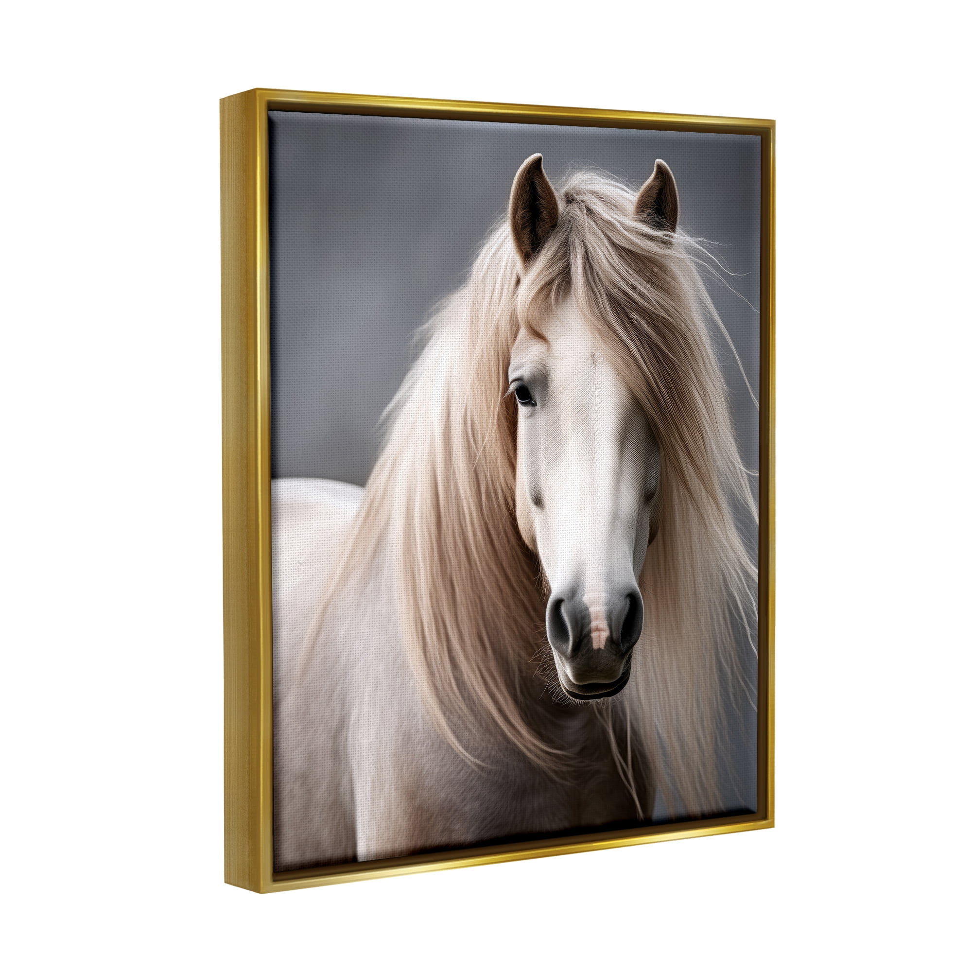 Stupell Industries Silky Haired Horse Animals & Insects Photography Gold Floater Framed Canvas Art Print Wall Art, 25 x 31