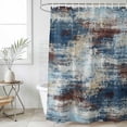 thumbnail image 4 of Bohemia Bathroom Shower Curtains with 12 Hooks Waterproof Shower Curtain for Stalls and Bathtubs Vintage Abstract Minimalist Texture Blue Brown Decorative Bathroom Privacy Curtain 66x72 Inches, 4 of 9