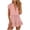 Pink, variant on Women's V-Neck Button Down Ruffle Hem Short Jumpsuit Puff Sleeve Drawstring Waist Casual Romper Short for 2026 Summer Vacation Lounge Wear