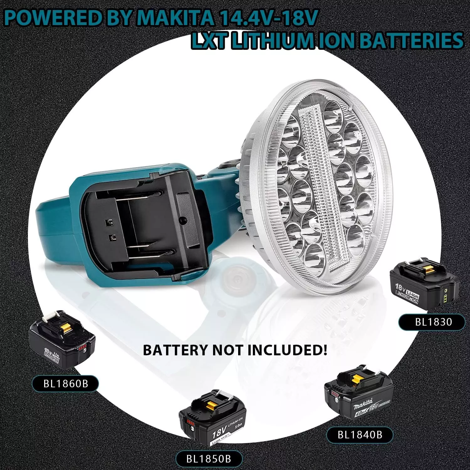 18V Cordless Work Light For Makita - 2000LM LED Flood Light With USB-A Port, Pivoting Head (Battery Not Included)