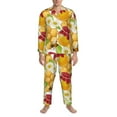 thumbnail image 4 of Kll Bees Honeycomb Jars Of Honey Flowers Sleepwear Mens Flannel Pajamas,Long Cotton Pj Set, 4 of 9