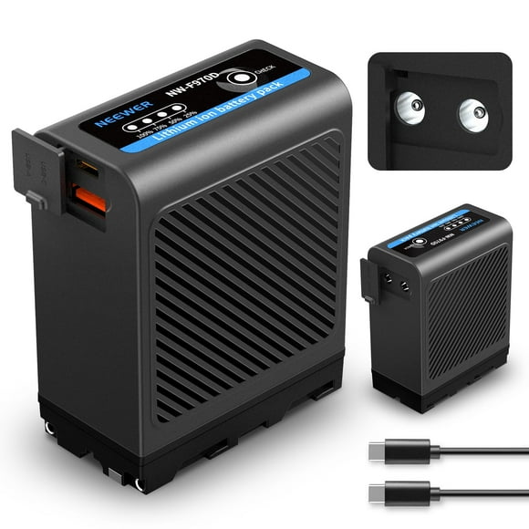 Neewer 10500mAh NP-F970 Replacement Battery w/USB C USB A & 2 DC Ports, PD 30W Fast Charging, 4Hrs Fully Charged, Power Battery Replaces NP-F550 F750 F970 for Camcorder