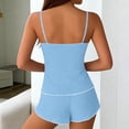 thumbnail image 5 of GUACER Two Piece Pajama Set for Women Ribbed Knit Cami Top and Shorts with Cute Lettuce Trim Summer Loungewear PJs, 5 of 6