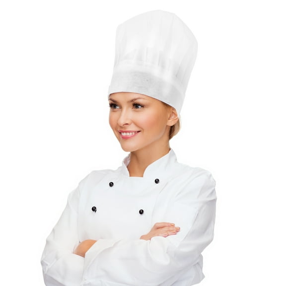 GAXIRE 20Pcs White Disposable Chef Caps for Cooking Baking Kitchen Use Hats