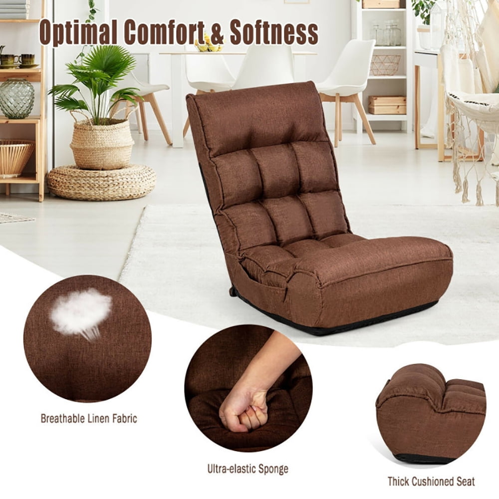 Finihen Floor Lazy Chair, Folding Lazy Sofa, 4-Position Adjustable Floor Chair, for Living Room, Bedroom, Dorm, Gray Finihen Floor Lazy Chair, Folding Lazy Sofa, 4-Position Adjustable Floor Chair, for Living Room, Bedroom, Dorm, Gray