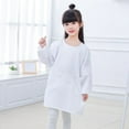 thumbnail image 2 of Little Kid Kid Art Smock Solid Color With Pocket Apron For Children Printed Artist Painting Aprons Smocks With Long Sleeve Girls Ruffled Top Girls Shirts Bulk 5t Top Plain 1-4 Years White, 2 of 3