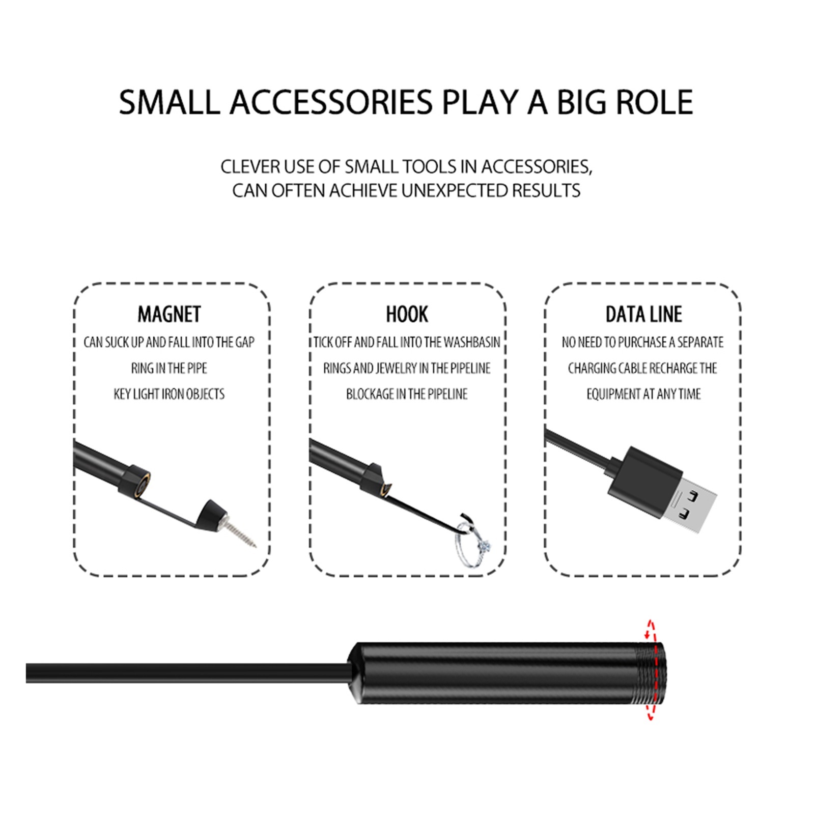 Pipe Sewer Inspection Camera 1080P HD Borescope 3" LCD Screen Endoscope Camera With 6 LED For Car Inspection With 15M , User-Friendly Borescopes