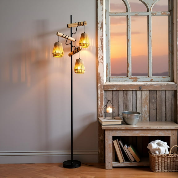 Lamp shades,Boho Rattan Lampshades Set of 2, Woven Bamboo Table and Bedside Lamp Shades Home Decor