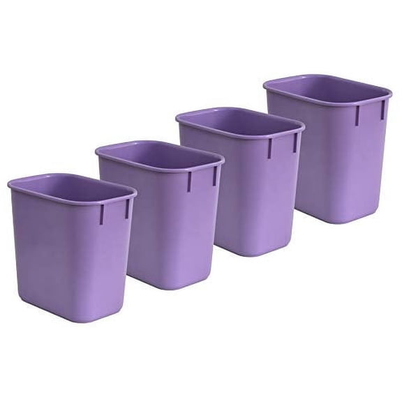 Acrimet Wastebasket, Deskside Bin, 3.25 Gallon/13 Quart/ 12 Liter (Plastic) (Purple Color) (Set of 4)