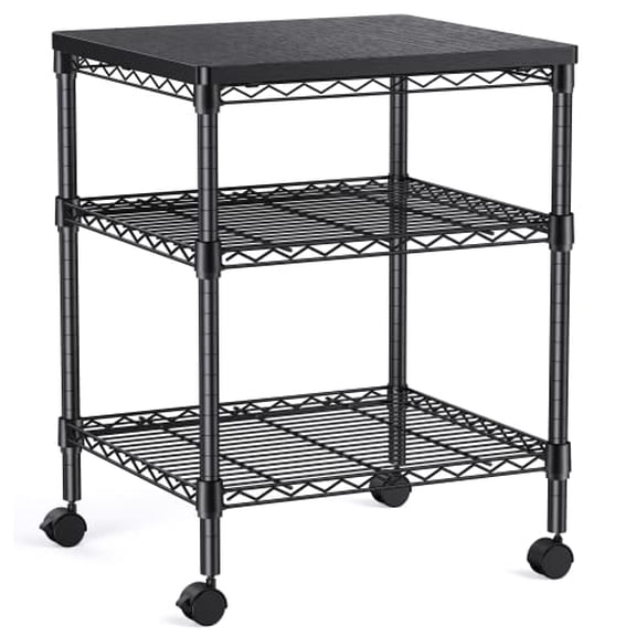 Open Box HUANUO PRINTER STAND, 3 TIER PRINTER CART FOR STORAGE, HNPS01 - BLACK