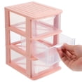 thumbnail image 3 of BESTYASH 1Ud Caja Para Almacenamiento De Escritorio Con Cajones En Plástico PP Transparente Color Rosa, 3 of 6