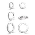 thumbnail image 5 of LeCalla 925 Sterling Silver Small Hoop Earrings Hypoallergenic CZ Huggie Jewelry for Women, 8MM 10MM 12MM, 5 of 7