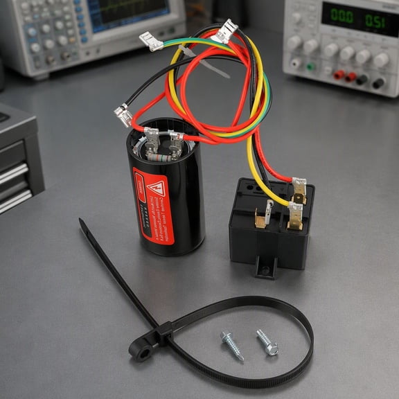 1 Set 5-2-1 Hard Start Capacitor Kit for 1-3 Ton AC Units, Compressor Start Assist Relay with Cable Ties and Screws