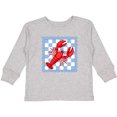 thumbnail image 3 of Inktastic Lobster Checkered Stamp Coastal Girls Long Sleeve Toddler T-Shirt, 3 of 5