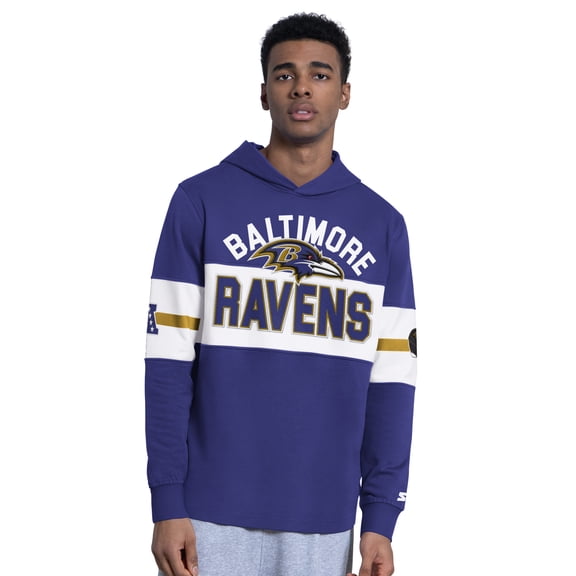 Men's Starter  Purple Baltimore Ravens Fullback Jersey Hoodie