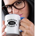 thumbnail image 2 of 3dRose, 1935 American Classic - Personalized Birth Year Birthday gift - black grunge vintage look - funny, 11oz Two-Tone Blue Mug, 2 of 7