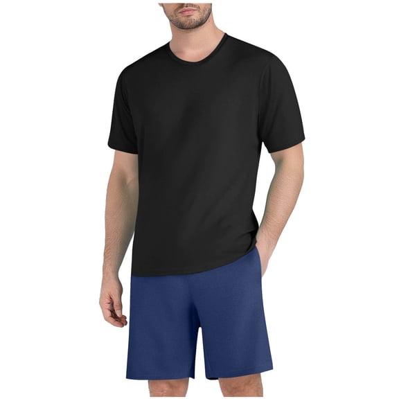 Riecok Mens 2 Piece Short Set Breathable Short Sleeve T Shirt Shorts Summer Workout Tracksuits Running Outfit Set