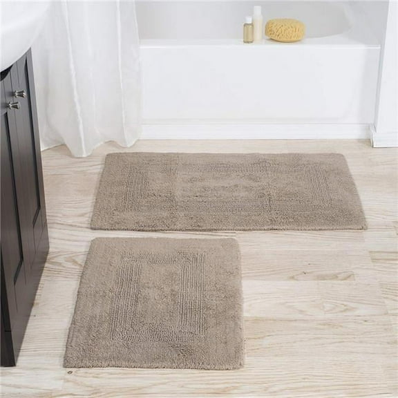 Bedford Home 67A-01684 100 Percent Cotton 2 Piece Reversible Rug Set - Taupe