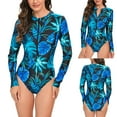 thumbnail image 7 of Feimerou Surfing Swimsuits for Women One Piece Long Sleeve Rash Guard Bathing Suits Sun Protection Printed Zipper Wetsuit Swimwear Valentine'S Day Gifts, 7 of 7