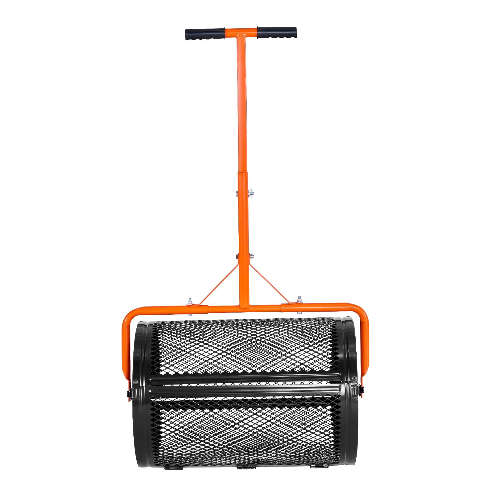 Compost Spreader, 24 in Wide Peat Moss Spreader with T Shaped Handle, 3 Heights Adjustable, Powder-Coated Steel Garden Peat Moss Roller, Heavy Duty Grass Seed Spreaders for Planting Seeding