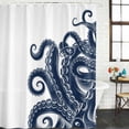 thumbnail image 2 of Navy Blue Octopus Shower Curtain, Waterproof Shower Curtains for Bathroom, Coastal Ocean Animals Nautical Washable Fabric Bathtub Curtain Set Bath Decor with 12 Hooks Standard 72"x72", 2 of 8