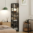 thumbnail image 6 of Tuekys Narrow Bookshelf Tall Skinny Bookcase 6 Tier Storage Rack Rustic Corner Shelf Metal Frame Small Freestanding Bookshelves Industrial Display Stand for Bedroom, Living Room, Home Office, 6 of 8