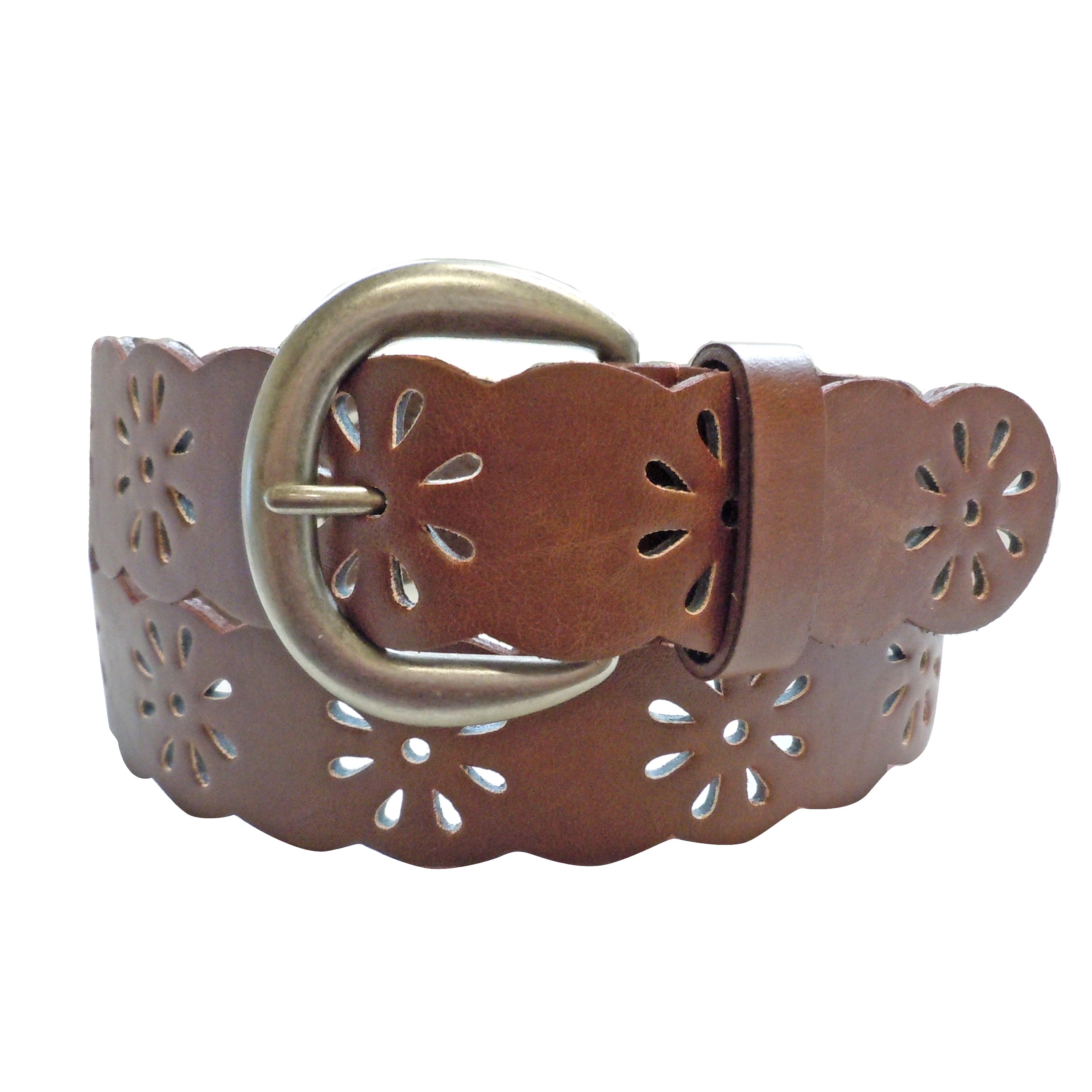 Faded Glory Daisy Perforated Women's Belt, Tan