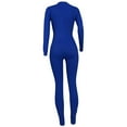 thumbnail image 5 of Sevevn Women's Solid Color Casual Sexy Fashionable Waist Revealing Tight Zipper Jumpsuit Blue S Early Access Deals, 5 of 6