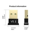 thumbnail image 4 of Bluetooth 5.3 USB Adapter for PC and Laptop -Mini Plug&Play Dongle Receiver/Transmitter for Windows 11/10/8.1/8, Connects to Bluetooth Headsets, Speakers, Keyboards, Mice, and Printers, 4 of 8