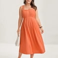 thumbnail image 2 of Hduncf Adjustable Spaghetti Strap Midi Dress for Women Summer Boho Dress Casual Plus Size Dresses Sleeveless Dresses Vacation Outfits Orange XXXL, 2 of 7