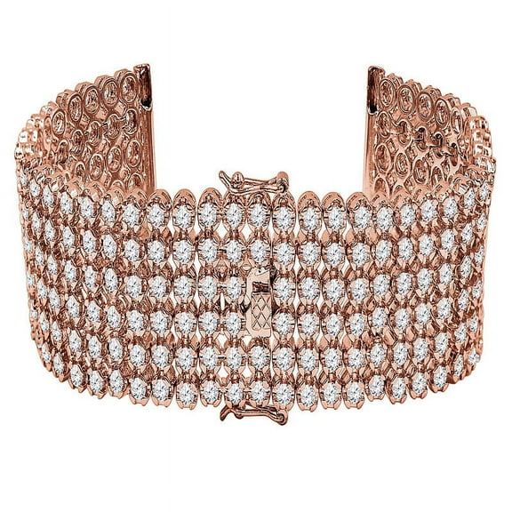 6 Row Iced Out Mens Custom Watch Band Simulated Diamonds Rose Gold Finish Jo Rodeo Bracelet 6.5''