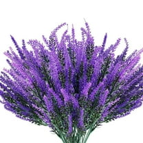 Spencer 8 Bundles Artificial Flowers Purple Flowers Lavender Bunch Plastic Faux Plants for Home Table Indoor Outdoor Decor