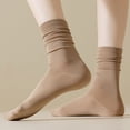 thumbnail image 2 of Tnobhg 1 Pair Women Socks Mid-tube No Odor Solid Color High Elasticity Anti-slip Breathable Soft Sweat-absorption Anti-shrink Sports Cotton Piled Socks, 2 of 7
