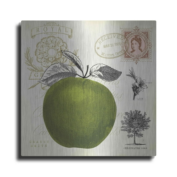 Luxe Metal Art 'Apple Notes' by Studio Mousseau, Metal Wall Art, 36"x36"