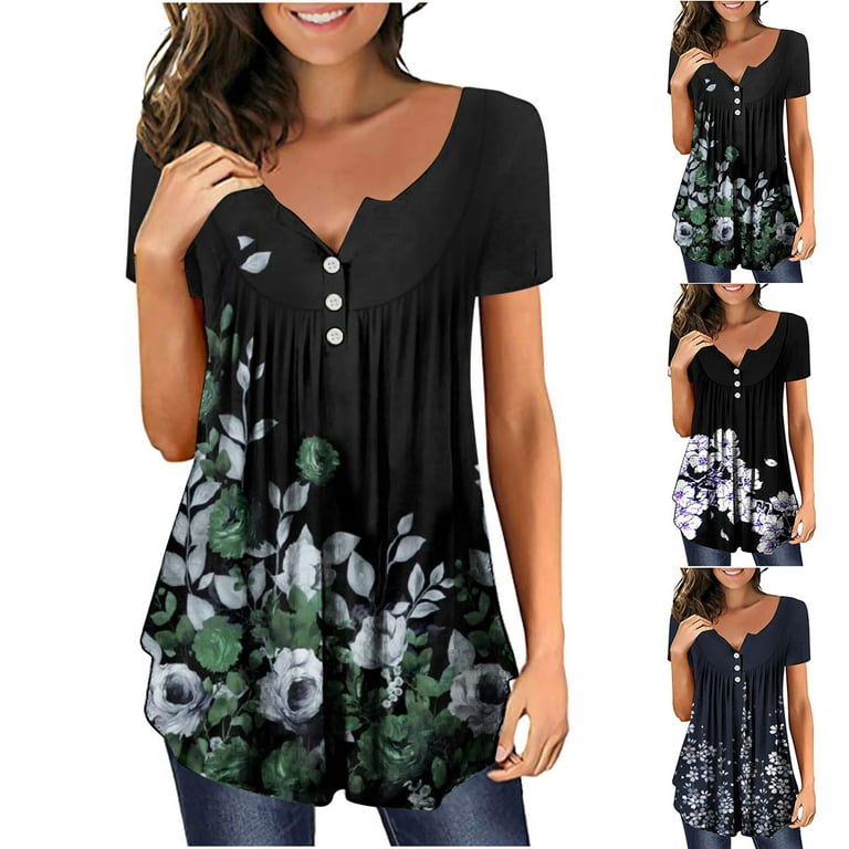 Tunic Tops for Women Loose Fit, Short Sleeve Shirts for Women Summer Tunic  Tops to Wear Tshirts Loose Casual Blouse Tee Outlet Deals Overstock