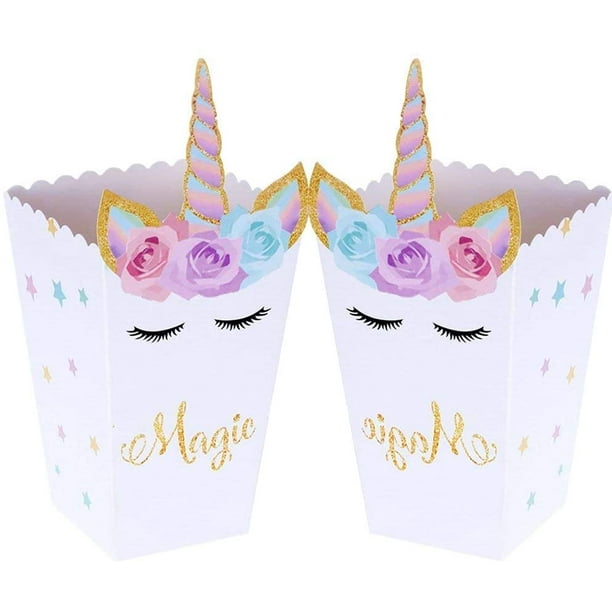 Unicorn Party Supplies Paper Popcorn Box Cookie Gift Box Bag Kids Unicorn  Theme Birthday Party Decoration