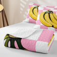 thumbnail image 4 of Erosebridal Cute Banana Quilt Full for Girls, Pink White Checkered Full Bedspread Sets, 3-Piece 1 Quilt and 2 Pillowcases, 4 of 7