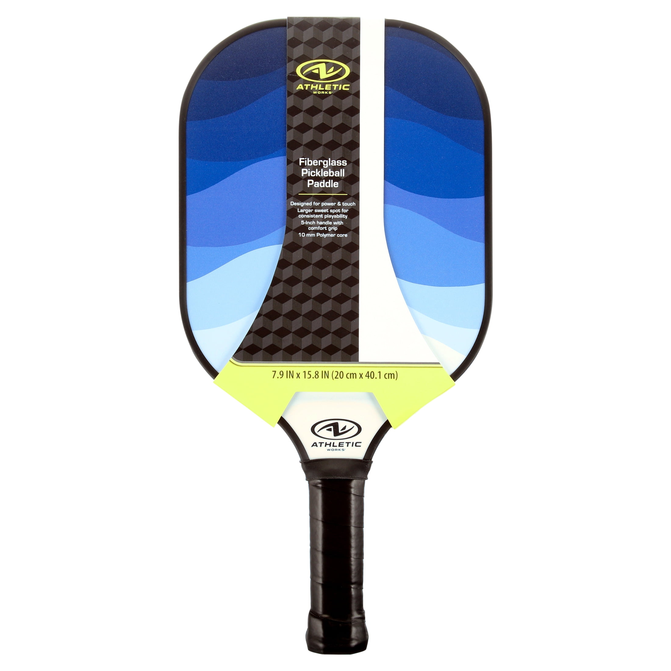 (2 pack) Athletic Works Fiberglass Pickleball Paddle, Blue Wave