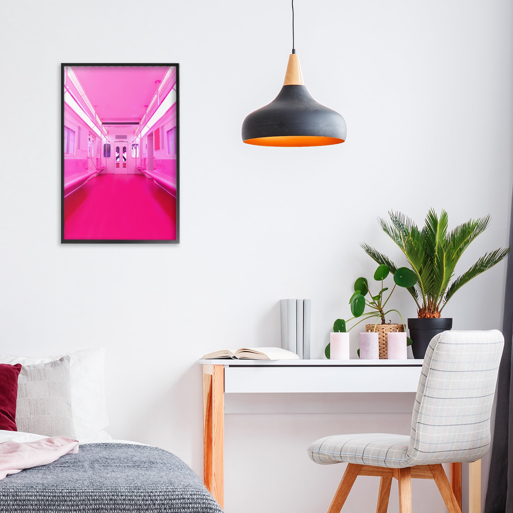 Futuristic Pink Tone Subway Black Framed Giclee Art, design by LISH Creative