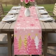 thumbnail image 5 of Pink Christmas Tree Table Runner 70 Inches, Pink Xmas Tree Snowflake Luxury Bed Runner Dresser Scarves Tabletop for Indoor Outdoor Parties/Ceremony/Banquet, 13" x 70", 5 of 8