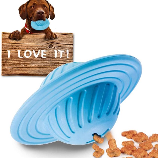 Jouets de Fuite de Chat de Chien, Boule Interactive d'Ovni de Q, Boule en Caoutchouc de Frisbee de Frisbee de Parfum de Lait de Fuite de Roulement de Multifonction, Jouets Éducatifs de Chiens