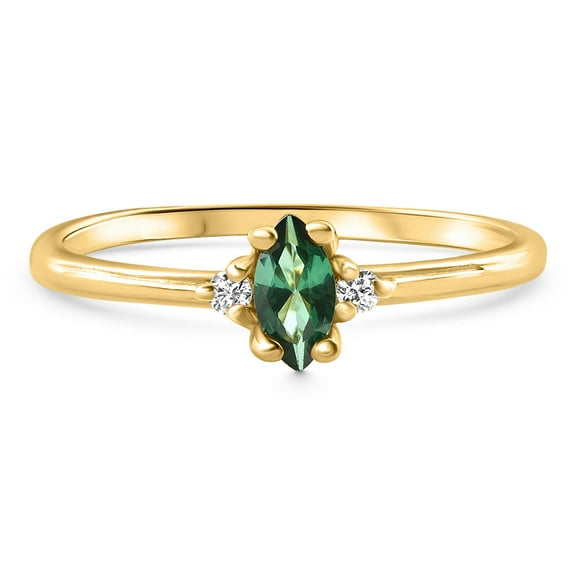 Pompeii 1/3Ct TW Marquise Emerald & Diamond Ring 10k Gold Lab Grown (GH,VS)