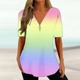 thumbnail image 2 of Xihbxyly Zippered Tops for Women Plus Size V Neck T Shirts Women Short Sleeve Shirt Half Zipper Blouse Loose Comfortable Print Top Blouse Graphic Tee Shirts 2024 Summer Tops #4, 2 of 5