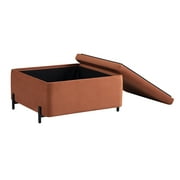 Studio Living Kingston Modern Large Storage Ottoman, Rust Velvet Fabric
