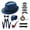 Blue, variant on 14Pcs Men’s 1920s Costume Accessory Kit Vintage Set with Hat, Pre-Tied Bow Tie, Necktie, Suspenders, Chain Pocket Watch, Fake Pipe, Cufflinks & Faux Mustaches for Roaring 20s Party, Halloween Cosplay